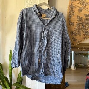 Vintage Blue Checkered Flannel Men's Shirt